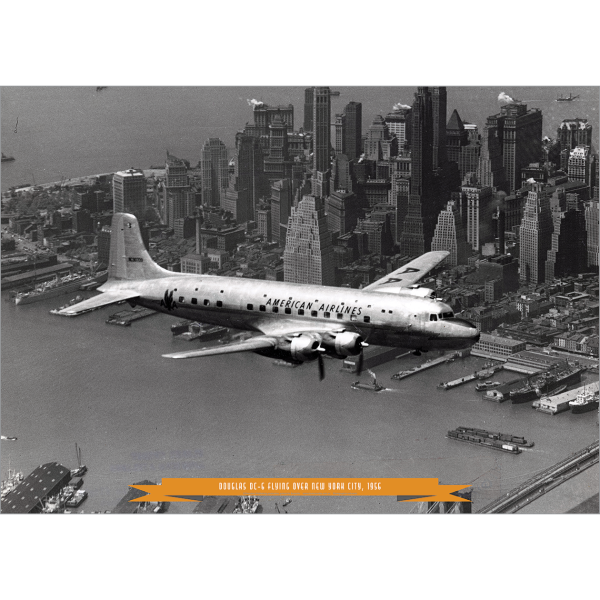 American Airlines DC-6 over New York 1956