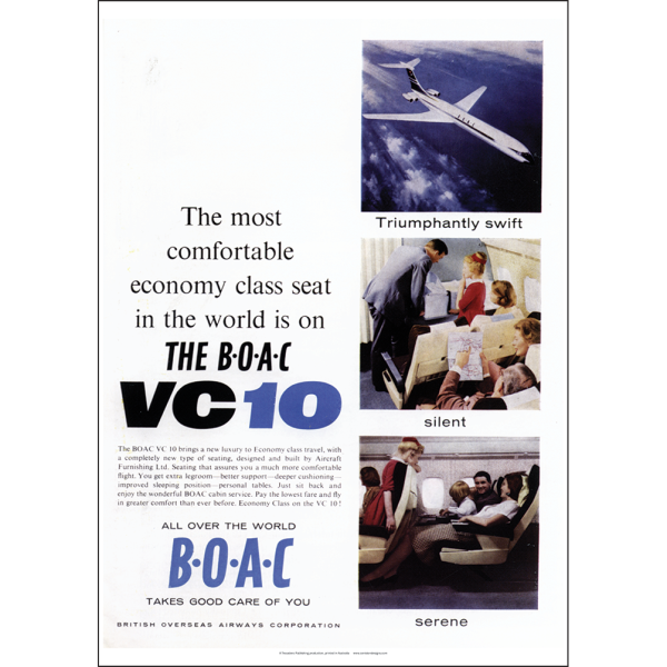 BOAC Vickers VC.10 Economy Class Seat Advertisement Art Print