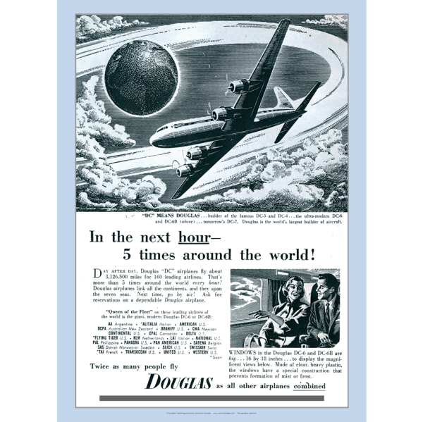 Douglas Company 5 Times Around the World Advertisement Art Print