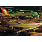 Qantas 747 and 707 Sydney Airport Night Scene Art Print