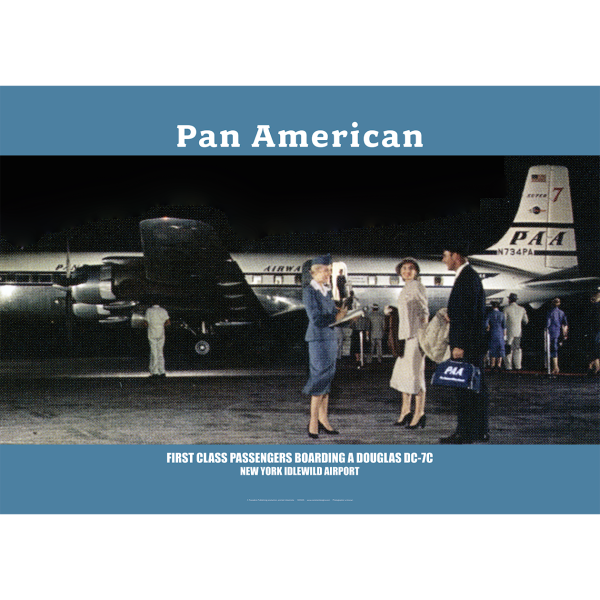 Pan American Douglas DC-7C Art Print - First Class passengers embarking NY Idlewild
