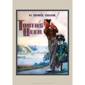 Tooth's Beer A Man's Drink Art Print - Golfer on Links - Multi Sizes