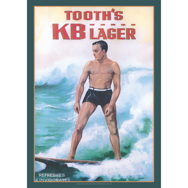 Tooth's KB Lager Refreshes Invigorates Art Print - Surfboard Rider - Multi Sizes