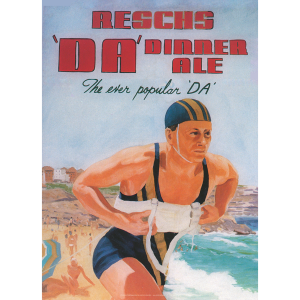 Resch's DA Dinner Ale 'The Ever Popular' Art Print - Surf Lifesaver in Action - Multi-sizes
