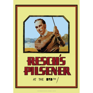 Resch's Pilsener 'At the 19th' Art Print - Golfer in Action - Multi Sizes
