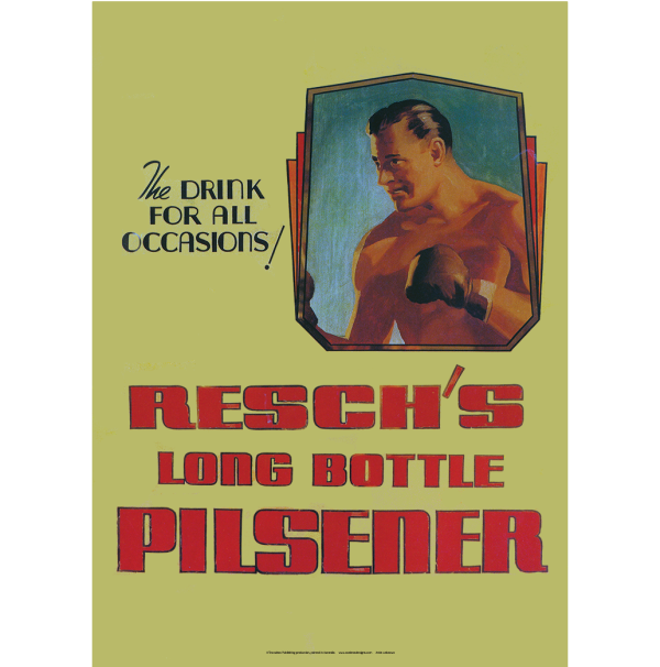 Resch's Long Bottle Pilsener 'For All Occasions' Art Print - Boxer in Mirror - Multi Sizes