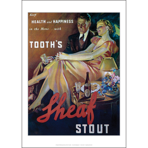 Tooth's Sheaf Stout 'Health and Happiness' Art Print - Couple by the Fireside - Multi Sizes
