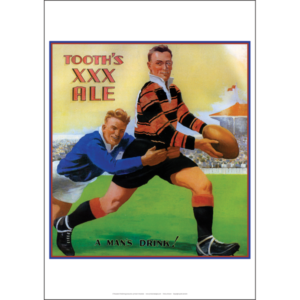 Tooth's XXX Ale 'A Man's Drink' Art Print - Footballers in Action