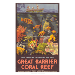 Wonders of the Great Barrier Coral Reef Poster Art Print - Percy Trompf 1933 - Multi Sizes
