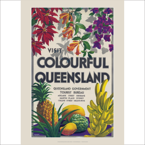 Visit Colourful Queensland Poster Art Print - Percy Trompf 1950s - Multi Sizes