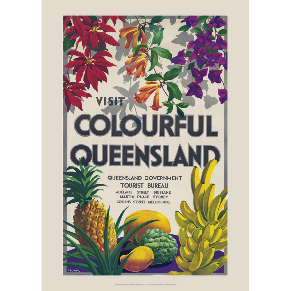 Visit Colourful Queensland Poster Art Print - Percy Trompf 1950s - Multi Sizes