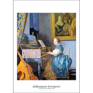 Johannes Vermeer 'Lady Seated at a Virginal' Art Print c1670-72 - Multi Sizes border&caption BDCP