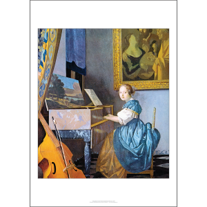 Johannes Vermeer 'Lady Seated at a Virginal' Art Print c1670-72 - Multi Sizes bordered BD