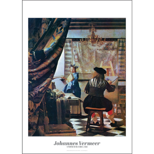 Johannes Vermeer 'A Painter in His Studio' Art Print c1668 - aka 'The Art of Painting' - Multi Sizes border&caption BDCP