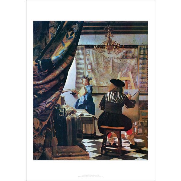 Johannes Vermeer 'A Painter in His Studio' Art Print c1668 - aka 'The Art of Painting' - Multi Sizes border&caption BDCP