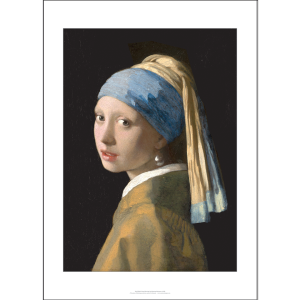 Johannes Vermeer 'Girl With A Pearl Earring' Art Print c1665 - Multi Sizes border bd
