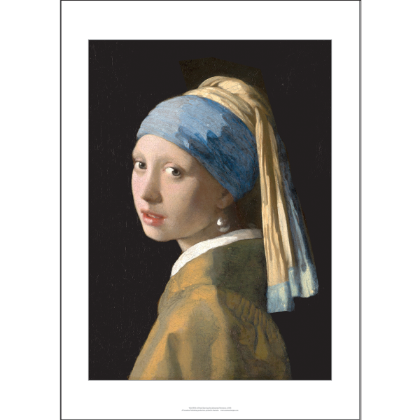 Johannes Vermeer 'Girl With A Pearl Earring' Art Print c1665 - Multi Sizes border bd