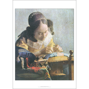 Johannes Vermeer 'The Lacemaker' Art Print c1669 - Multi Sizes border bd