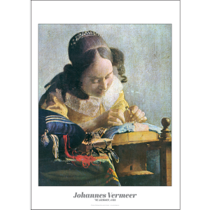 Johannes Vermeer 'The Lacemaker' Art Print c1669 - Multi Sizes border&caption bdcp