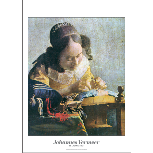 Johannes Vermeer 'The Lacemaker' Art Print c1669 - Multi Sizes border&caption bdcp