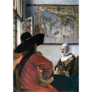 Johannes Vermeer 'Soldier and a Laughing Girl' Art Print c1657 - Multi Sizes EE