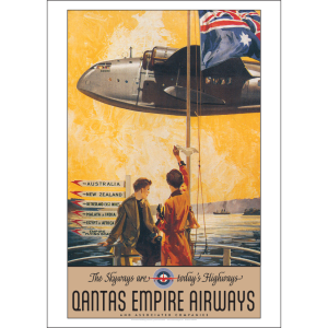 Qantas Empire Airways Advertisement Art Print - Flying Boat Cooee 1930s - Multi Sizes LG bordered bd