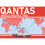 Qantas World Routes Map 1958 Art Print - Round-the-World Services